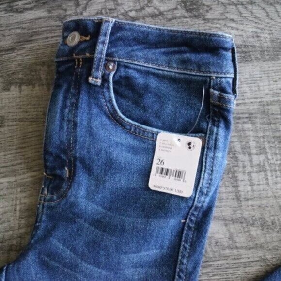 NWT Free People Blue Jeans Size 26 High Rise Skinny Denim Wash Cropped - Picture 4 of 7